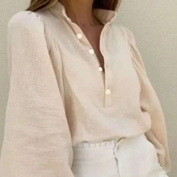 Apricot Casual Women's Lantern Sleeve Loose Shirt - Picture 4 of 4